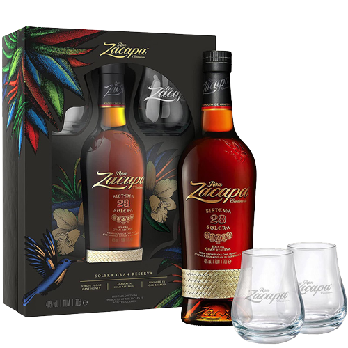Geschenkset: Ron Zacapa 23 Solera Rum + 2 Gläser Gratis